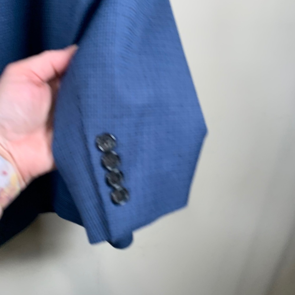 Lauren Ralph Lauren Blue/Black Houndstooth Pattern Polyester Blend Blazer 42R - Picture 9 of 11